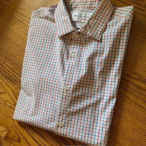 Mizzen Main Mens Leeward Collection Large Trim Fit Blue Red Gingham LS Shirt
